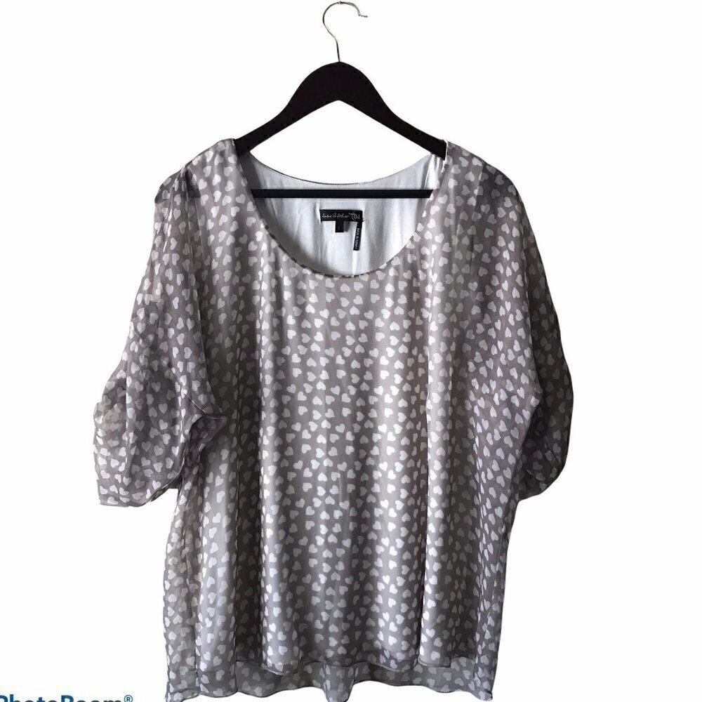 NWOT - Jane & John Sheer Tan/Ivory Hearts Blouse with an Ivory Tank Top